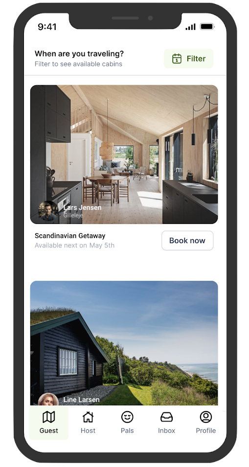 CabinPals app preview on mobile