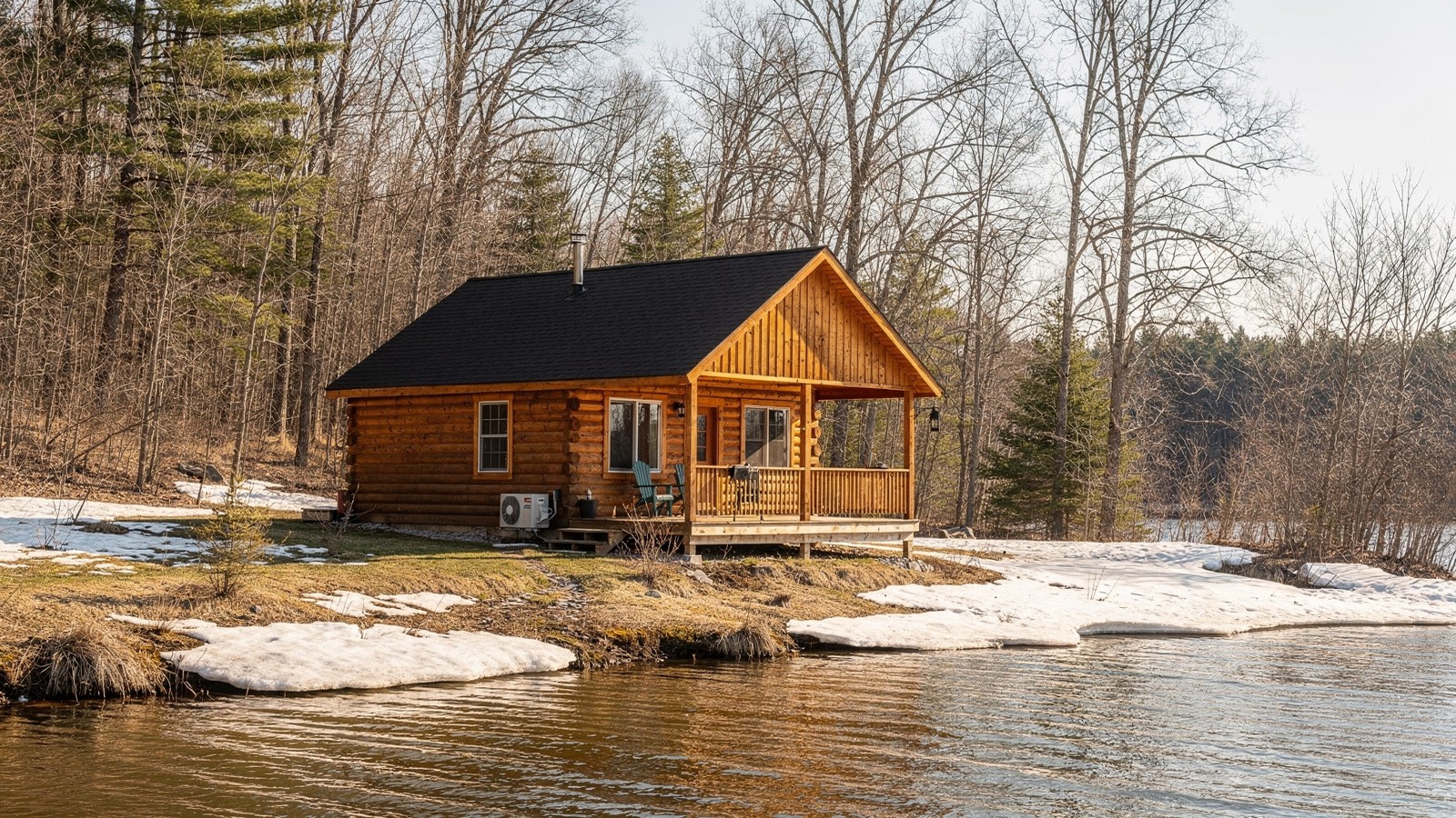 Cabin porch in early spring